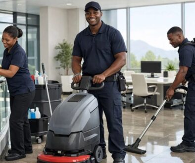 Commercial cleaning in progress